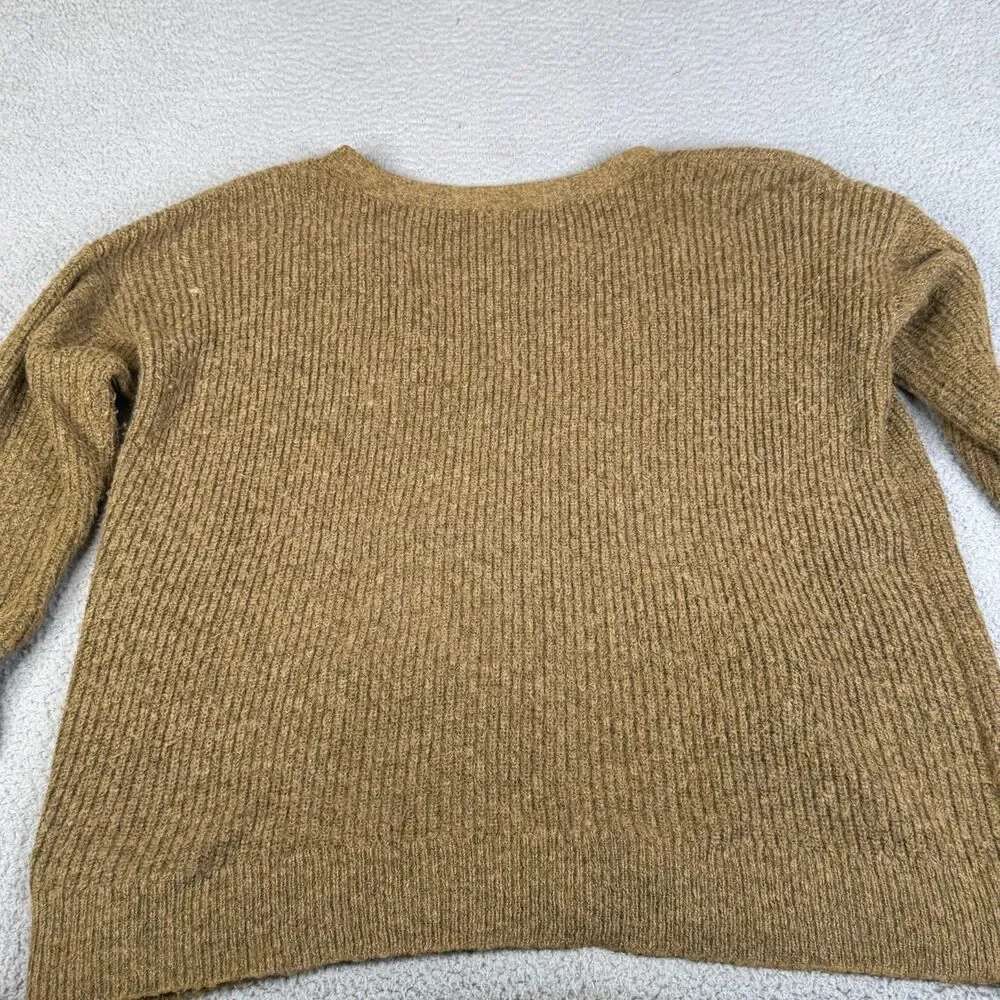 FREE PEOPLE Cardigan Womens L Brown Button Front Chunky Knit Wool Alpaca Blend